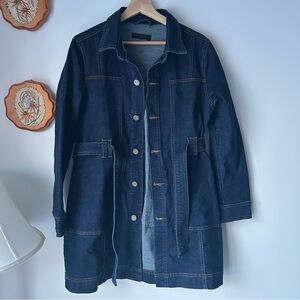 Dark Blue Long Denim Coat